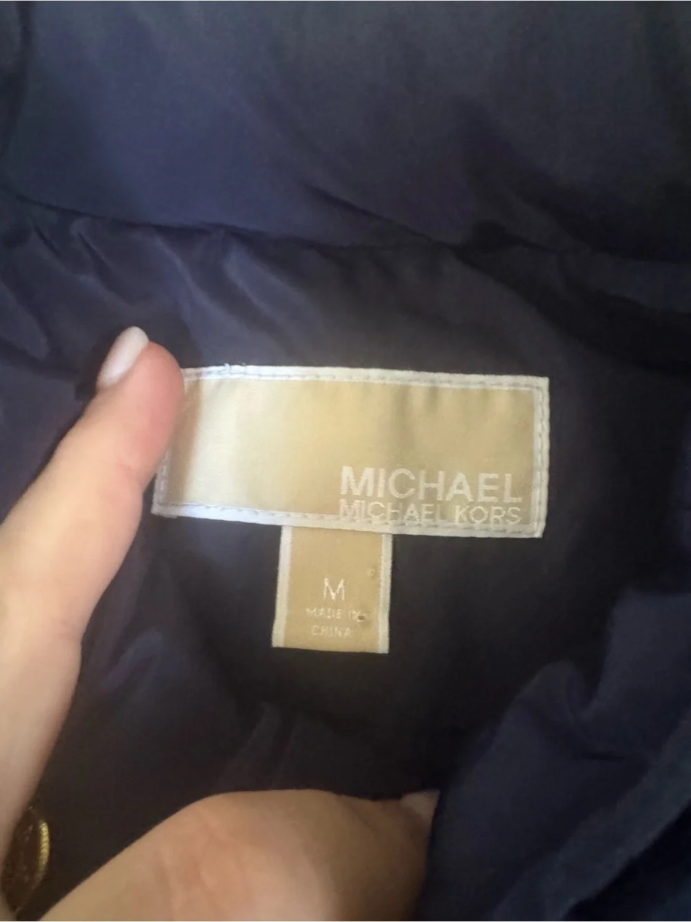Michael Kors Navy Quilted Gold-Button Vest